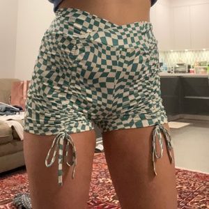 Checkered Drawstring Shorts